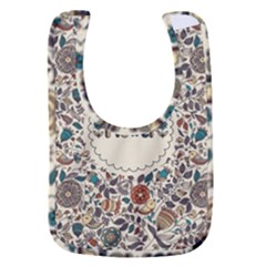 Seamless Pattern With Flower Birds Baby Bib