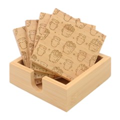 Cute Kawaii Food Seamless Pattern Bamboo Coaster Set