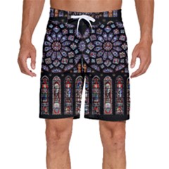 Chartres Cathedral Notre Dame De Paris Stained Glass Men s Beach Shorts