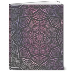 Mandala Neon Symmetric Symmetry 8  X 10  Hardcover Notebook