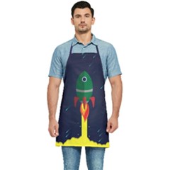 Rocket Halftone Astrology Astronaut Kitchen Apron