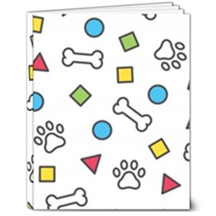 Dog Paw Seamless Pattern Footprint Bone 8  X 10  Hardcover Notebook