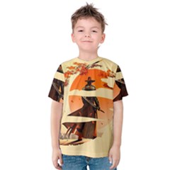 Samurai Art Ninja Katana Anime Aesthetic  Japanese Lore Style Mythology Retro Classic Warrior Kids  Cotton T-shirt