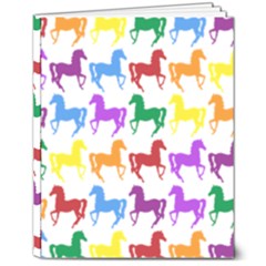 Colorful Horse Background Wallpaper 8  X 10  Hardcover Notebook