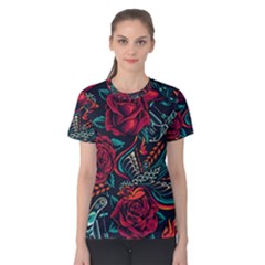 Vintage Flash Tattoos Designs Seamless Pattern Women s Cotton T-shirt