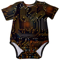 Circuits Circuit Board Orange Technology Baby Short Sleeve Bodysuit