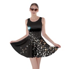 Flying Stars Black A Fun Night Sky The Moon And Stars Skater Dress