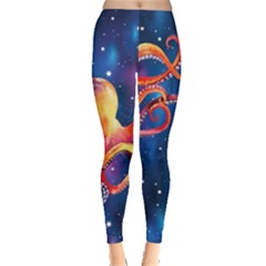 Octopus Blue Space Stars Stretch Leggings
