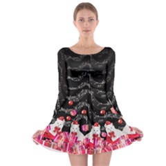 Black Music Cute Kitty Cat Xmas Gift Double Sided Long Sleeve Skater Dress