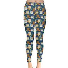 Blue Autumn Owls Leggings 