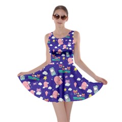 Cute Ghost Halloween Indigo Skater Dress