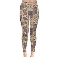 Brown Vintage Aloha Tiki Pattern For Your Business Women s Leggings