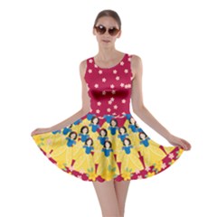 Flowers Dark Magenta Princess Skater Dress