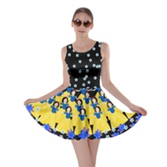 Flowers Black Princess Skater Dress