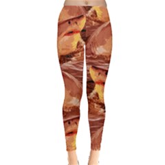 Shark Waves Indian Red Fierce Stretchy Leggings