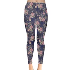 Dull Purple Floral Blue Water With Pattern Tree Japanese Cherry Blossom Women s Leggings