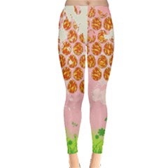 Orange Eggs Purple Pattern Egg Easter Leggings 