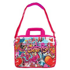 Hot Pink Graffiti Pop Art Designs 16  Shoulder Laptop Bag 