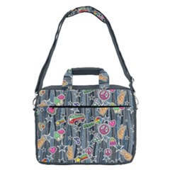 Blue Gray Peace Hippie Print 16  Shoulder Laptop Bag 