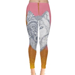 Cool Fox Face Gradient Orange Stretch Leggings