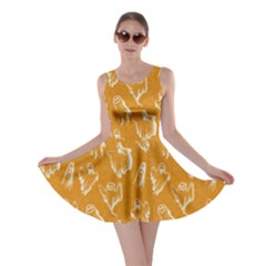 Dark Yellow Ghost Halloween Skater Dress