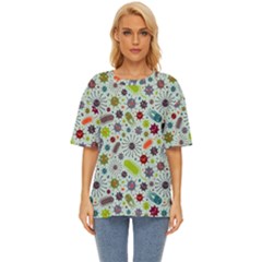 Seamless Pattern With Viruses Oversized Basic T-shirt