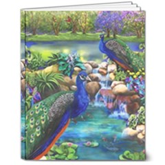 Peacocks In Garden 8  X 10  Hardcover Notebook