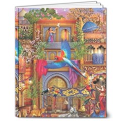 Arabian Street Art Colorful Peacock Tiger Man Parrot Horse Dancer Fantasy 8  X 10  Hardcover Notebook