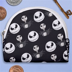 Jack Print, White, Before, Plain, Black, Simple, Christmas Horseshoe Style Canvas Pouch