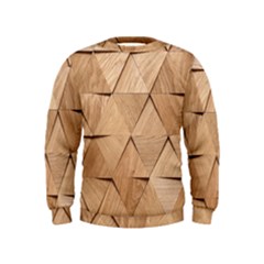 Wooden Triangles Texture, Wooden Wooden Kids  Sweatshirt