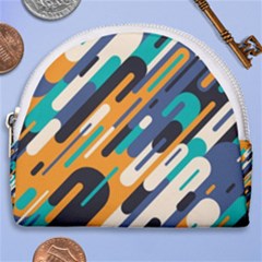 Abstract Rays, Material Design, Colorful Lines, Geometric Horseshoe Style Canvas Pouch