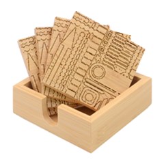 Pattern Geometric Abstract Colorful Arrows Lines Circles Triangles Bamboo Coaster Set