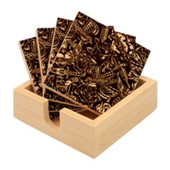 Vintage Flash Tattoos Designs Seamless Pattern Bamboo Coaster Set
