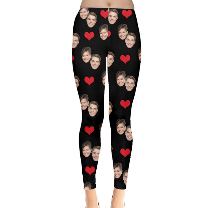 Personalized Couple Heart Many Faces Everyday Leggings Everyday Leggings 