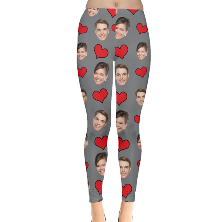 Personalized Heart Couple Many Faces Everyday Leggings Everyday Leggings 