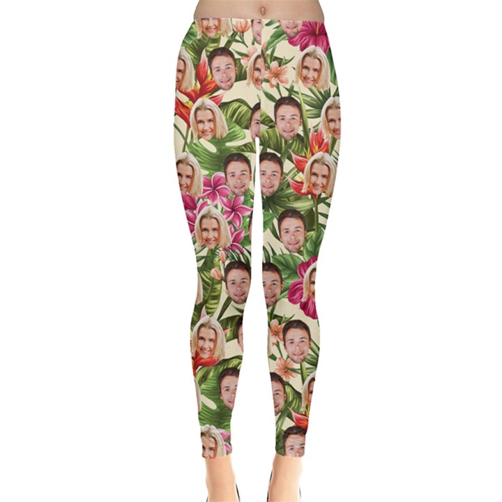 Personalized Couple Many Faces Hawaii Classic Leggings Everyday Leggings 