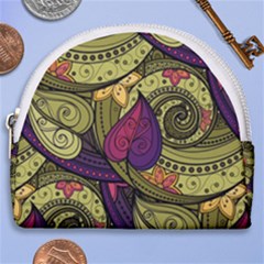 Green Paisley Background, Artwork, Paisley Patterns Horseshoe Style Canvas Pouch