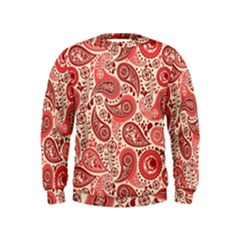 Paisley Red Ornament Texture Kids  Sweatshirt