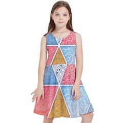 Texture With Triangles Kids  Skater Dress