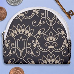 Decorative Ornament Texture, Retro Floral Texture, Vintage Texture, Gray Horseshoe Style Canvas Pouch