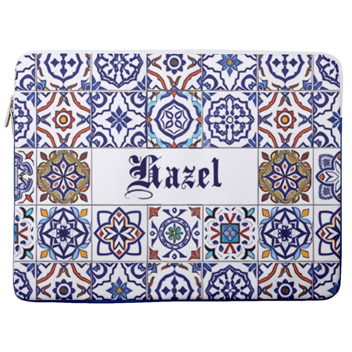Personalized Tiles Name Laptop Sleeve Case with Pocket 17  Vertical Laptop Sleeve Case With Pocket