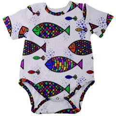 Fish Abstract Colorful Baby Short Sleeve Bodysuit