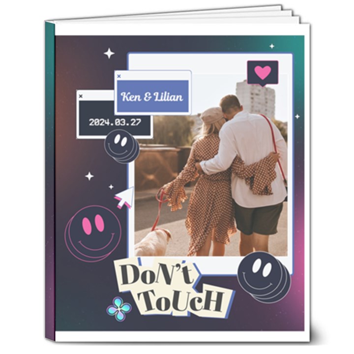 Personalized Name Photo Y2K Style Hardcover Notebook 8  x 10  Hardcover Notebook