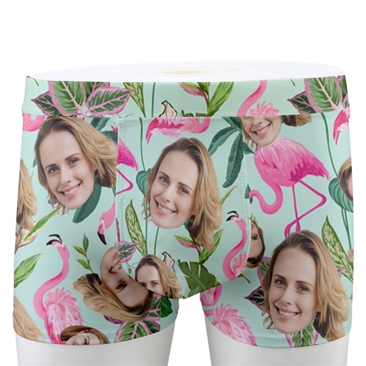 Personalized Photo Many Face Head Flamingo Boxer Men s Boxer Briefs
