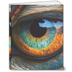 Eye Bird Feathers Vibrant 8  X 10  Hardcover Notebook