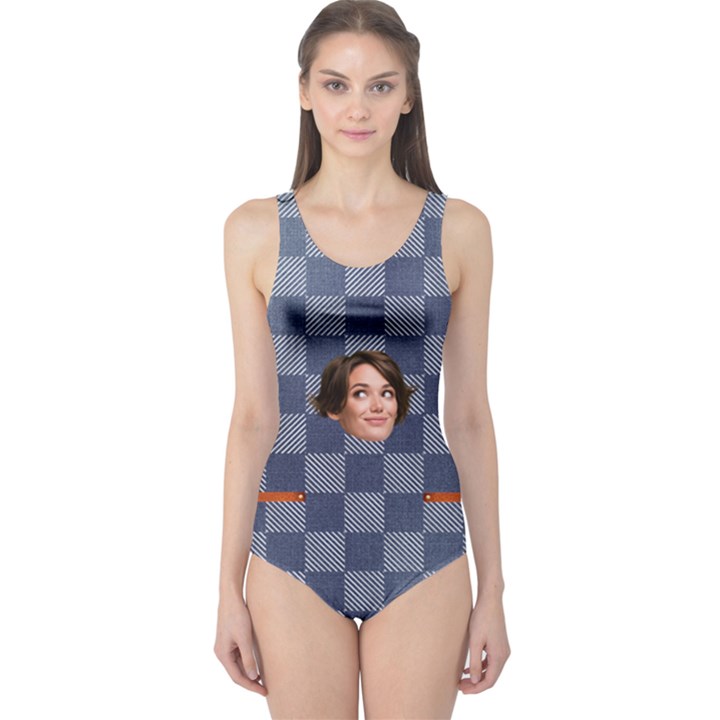 Personalized Denim Photo One Piece Swimsuit One Piece Swimsuit