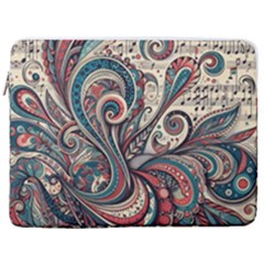 Paisley Print Musical Notes6 17  Vertical Laptop Sleeve Case With Pocket