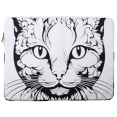 Cat - Artistic Paper Cut 17  Vertical Laptop Sleeve Case With Pocket