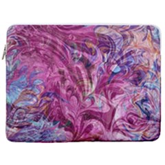 Fuchsia Blend 17  Vertical Laptop Sleeve Case With Pocket