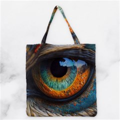 Eye Bird Feathers Vibrant Grocery Tote Bag